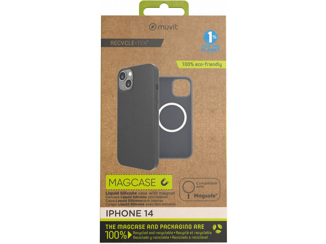 Capa para iPhone 14 MUVIT MFC Recycled Liquid Silicone Preto