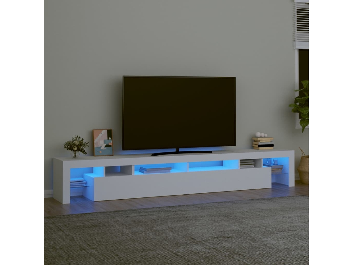Móvel De Tv | Gabinete De Tv | Armário De Tv Com Luzes Led 260x36,5x40 Cm Branco