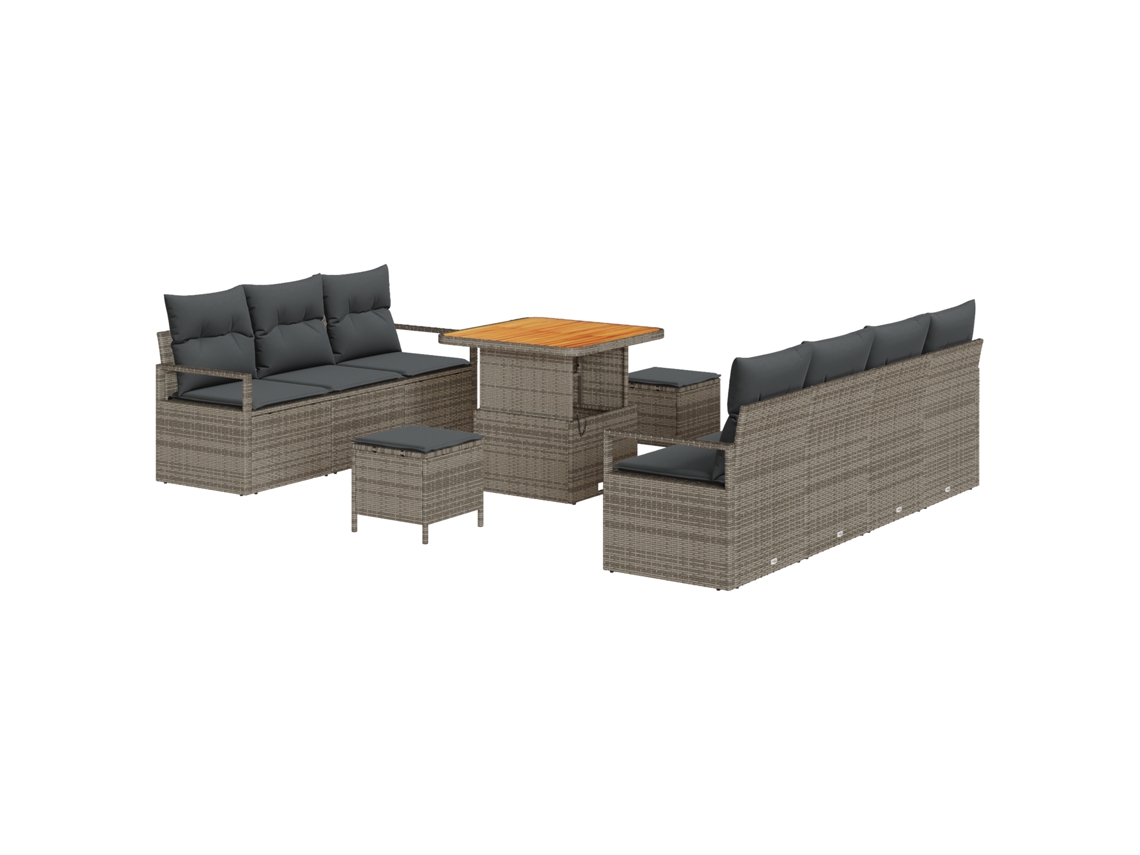 Conjunto 10 Sofá De Jardim Vidaxl Cinzento Vime Pe (80 X 80 X 71 Cm)