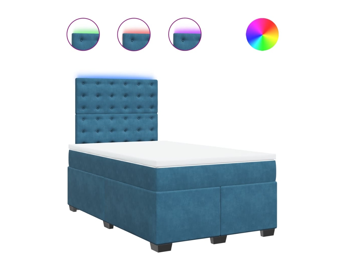 Box Spring Bed, Box Spring Beds Vidaxl Azul Veludo (120 X 200 Cm)