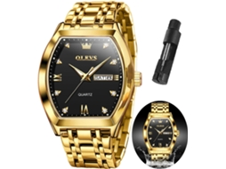 Lurelia Relógio Masculino, Movimento De Quartzo, Luminoso, Detalhes Com Strass, Aço Inoxidável, Resistente À Água 30m, Preto, Dourado