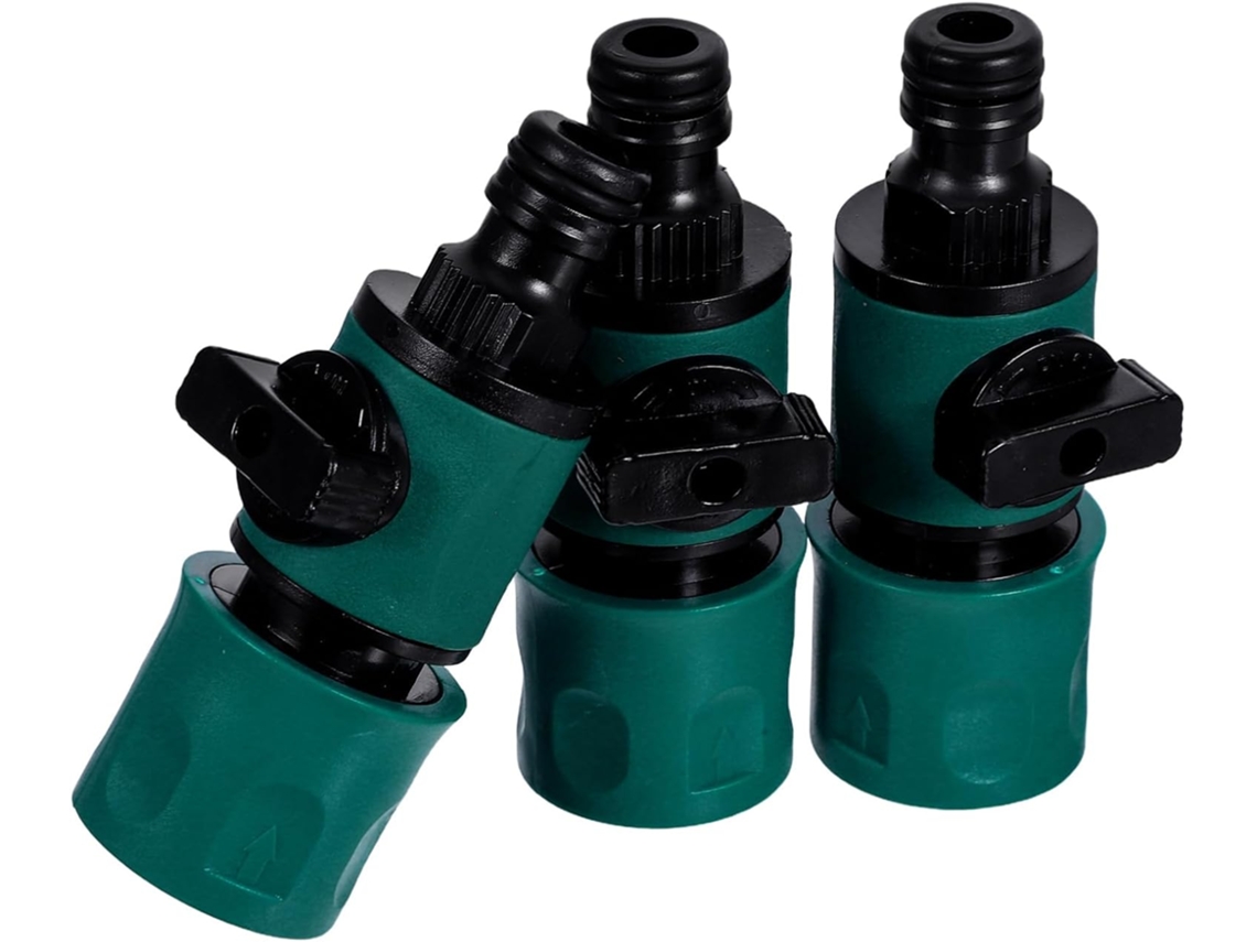 Conjunto De 3 Conectores Rápidos Para Mangueira, Válvula Fechamento