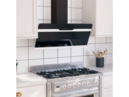 Vidaxl Exaustor De Parede 90 Cm Aço E Vidro Temperado Preto