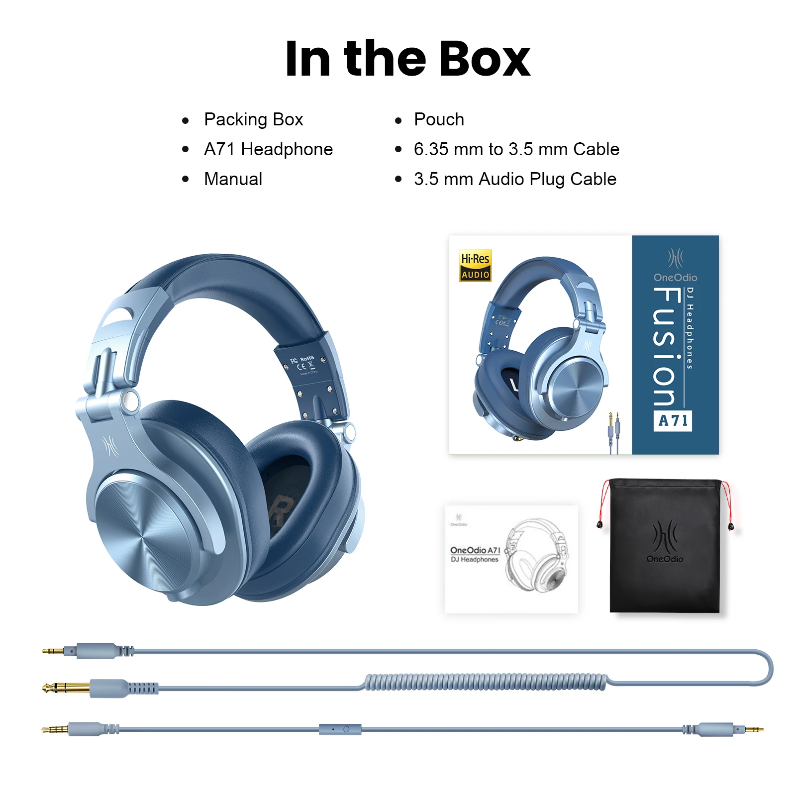 Fones De Ouvido Hifi Com Fio E Microfone (azul Celeste) Para Jogos