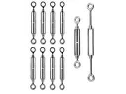 10 Tensores de Cable de Acero Inoxidable 304 M6 Con Gancho Y Ojo para Interior Y Exterior