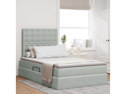 Vidaxl Cama de Armazenamento Led com Colchão Cinzento claro