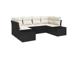 Conjunto 6 Conjunto De Sofá De Jardim Vidaxl Preto Vime Pe (234 X 154 X 69 Cm)