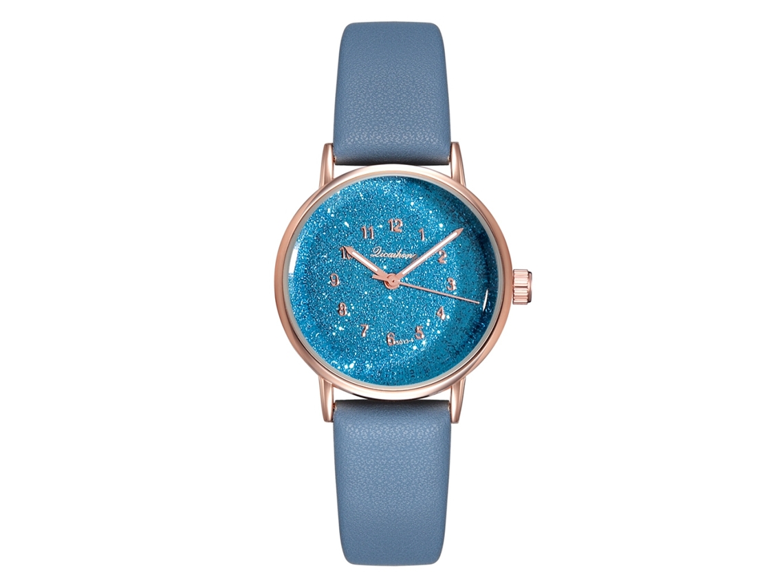 Relógio de Pulso Feminino de Quartzo com Mostrador Redondo Casual e Elegante (azul)