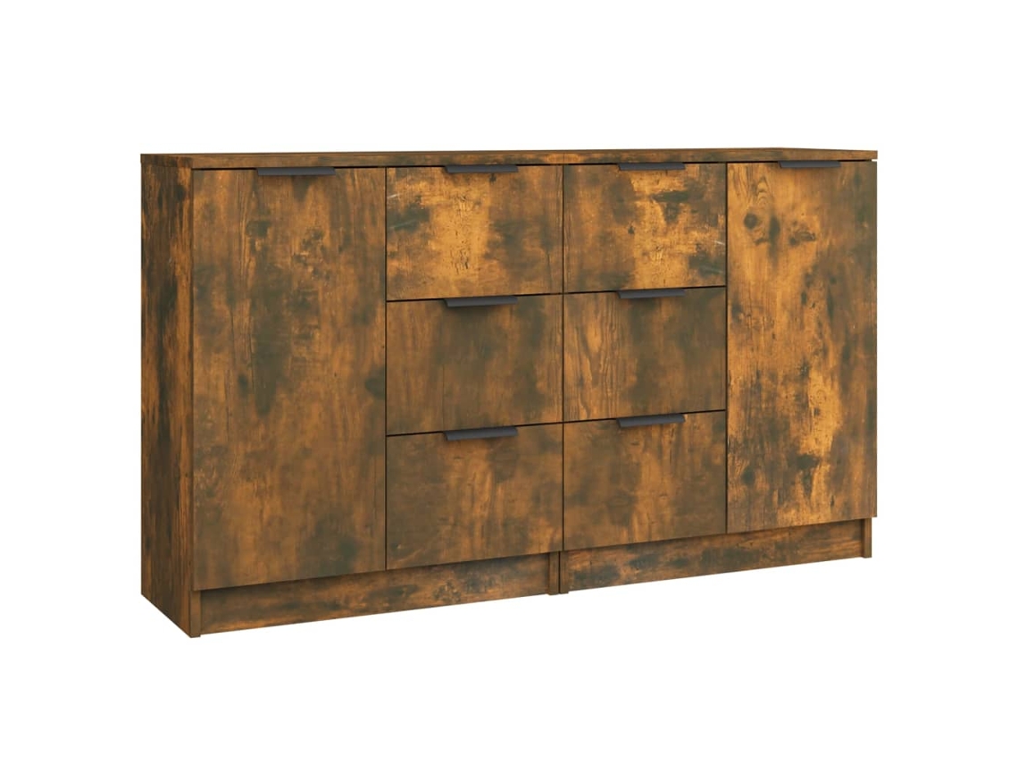 Conjunto de Aparadores 2 Peças Madeira Processada Carvalho Fumado MAISON EXCLUSIVE (60x30x70 cm)