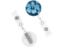 Suporte retrátil para crachá, suporte retrátil resistente para crachá com estampa de hibisco, suporte retrátil para crachá com clipe.