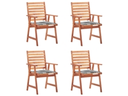 Vidaxl Cadeiras De Jantar P/ Jardim 4 Pcs C/ Almofadões Acácia Maciça