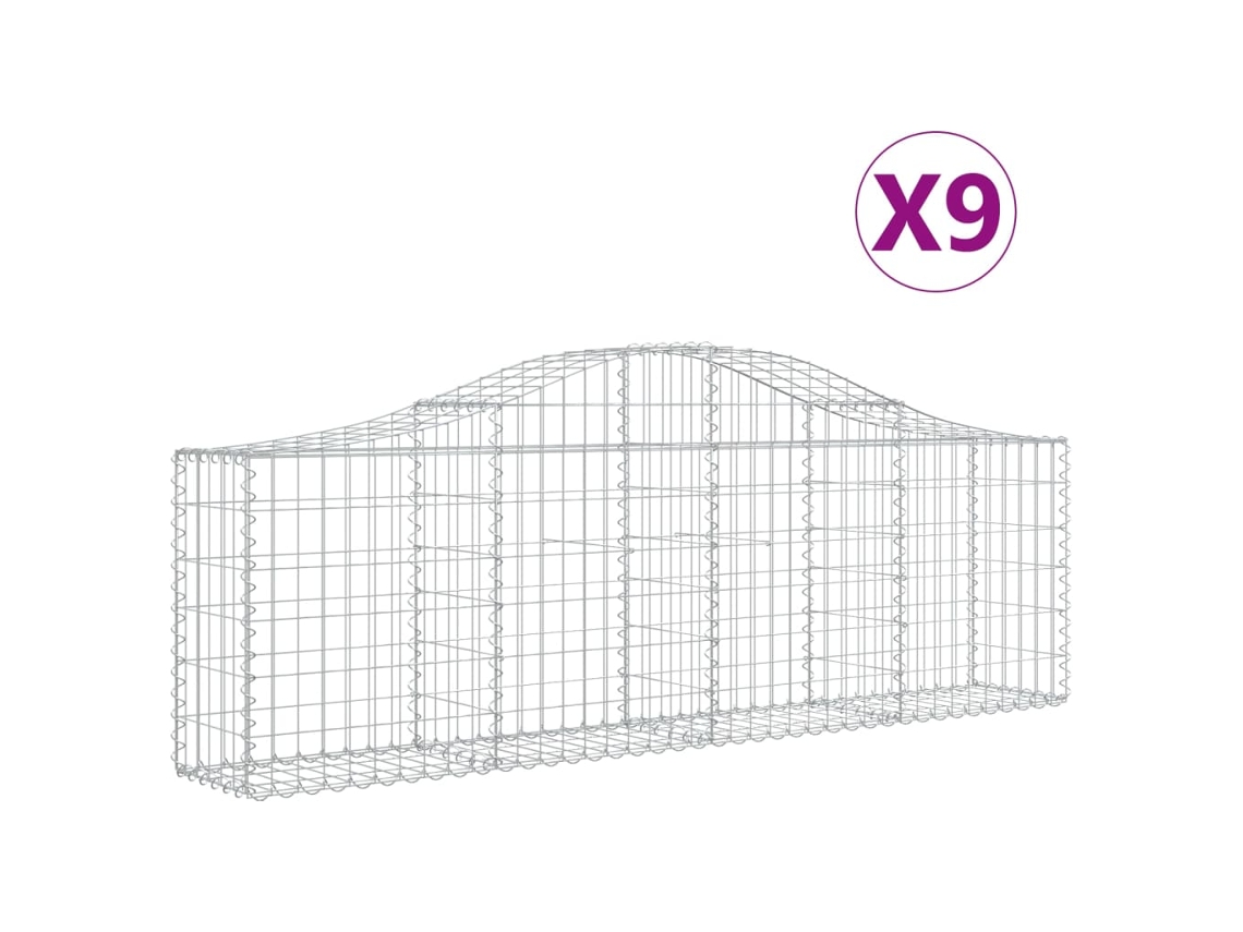 Gabion Basket, Gabion Baskets Vidaxl Prateado Ferro (200 X 30 X 60/80 Cm)