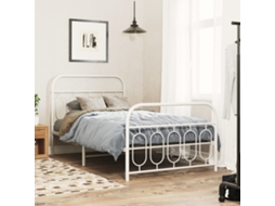 Vidaxl Estrutura De Cama Com Cabeceira E Pés 100x190 Cm Metal Branco