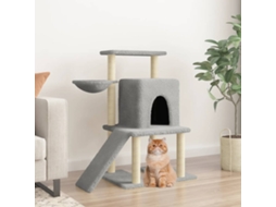 Vidaxl Árvore P/ Gatos C/ Postes Arranhadores Sisal 96,5cm Cinza-claro
