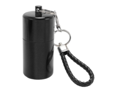 Tubo de Almacenamiento Metálico Airtight de Aluminio Con Tapa Y Llavero Impermeable para Camping Negro