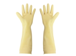 Luvas de Borracha Nova Line Reutilizáveis, Longas 38cm, Para Cozinha e Jardim, Tamanho L, Branco