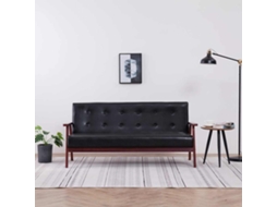 Vidaxl Sofá De 3 Lugares Couro Artificial Preto