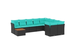 Maison Exclusive - 10 Pcs Conjunto De Sofás P/ Jardim C/ Almofadões Vime Pe Preto