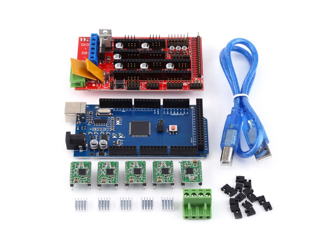 Placa de Controle Ramps 1.4 para Impressora 3d com Driver A4988, Dissipador de Calor e Cabo Usb