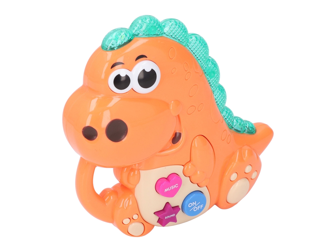 Primerox brinquedo Piano Dinossauro para Bebê com Luzes e Efeitos Sonoros Educativo Musical Laranja