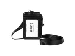 Cartera De Couro Com Bloqueio Rfid Para Cartões De Crédito E Carteira De Identidade Com Cordão Vertical