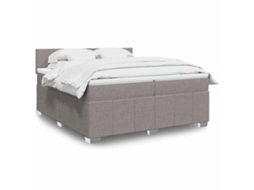 Vidaxl Cama Com Molas/colchão 200x200 Cm Tecido Castanho-acinzentado