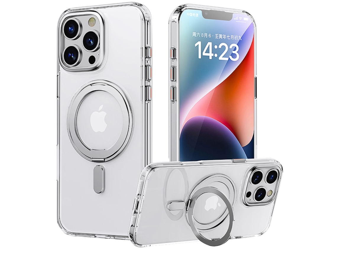 Casa Em Tpu, Com Suporte, Compatível Com Magsafe Para Apple Iphone 16 Pro - Transparente