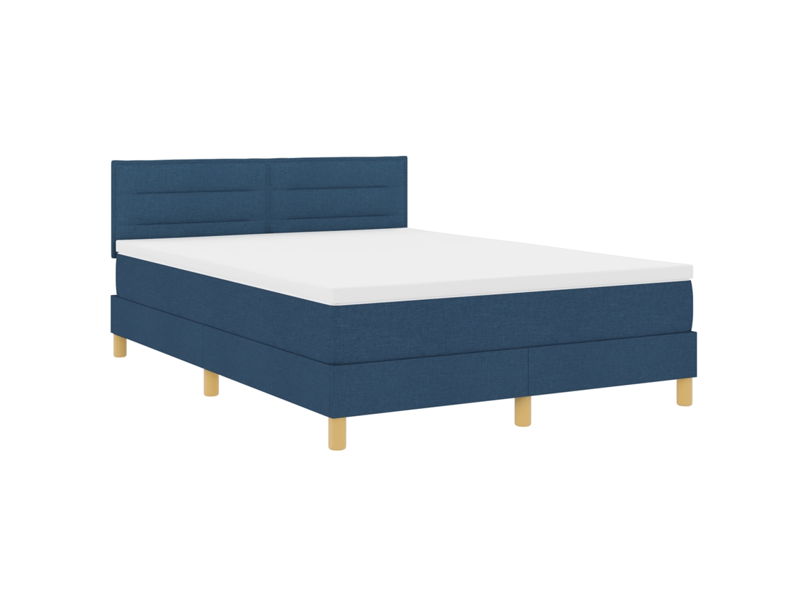 Conjunto 1 Cama Box Vidaxl Azul Tecido (140 X 200 Cm)