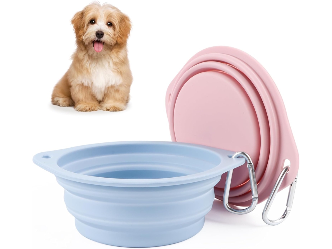 Wxsp Conjunto de 2 Tigelas Dobráveis ​​para Viagem, Antivazamento para Cães, de Silicone, para Água e Comida para Cães em Passeios Rosa AQUAFORGE