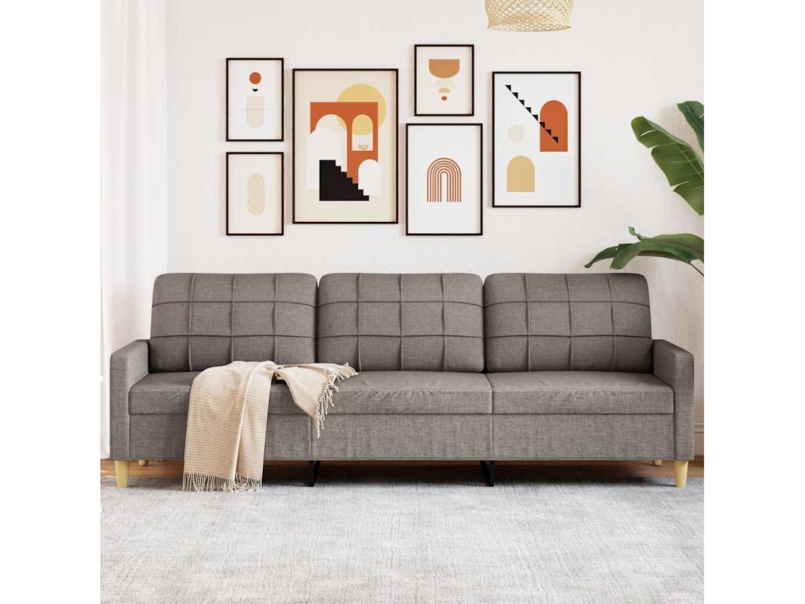 Vidaxl Sofá De 3 Lugares Tecido 210 Cm Cinzento-acastanhado
