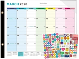 Calendário De Parede- Jan 2026- Jun 2027- Planejador De Apagável, Sem Data| Mensal Reutilizável| Marcador