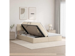 Vidaxl Cama Com Armazenamento 2 Unid. Creme Couro Sintético