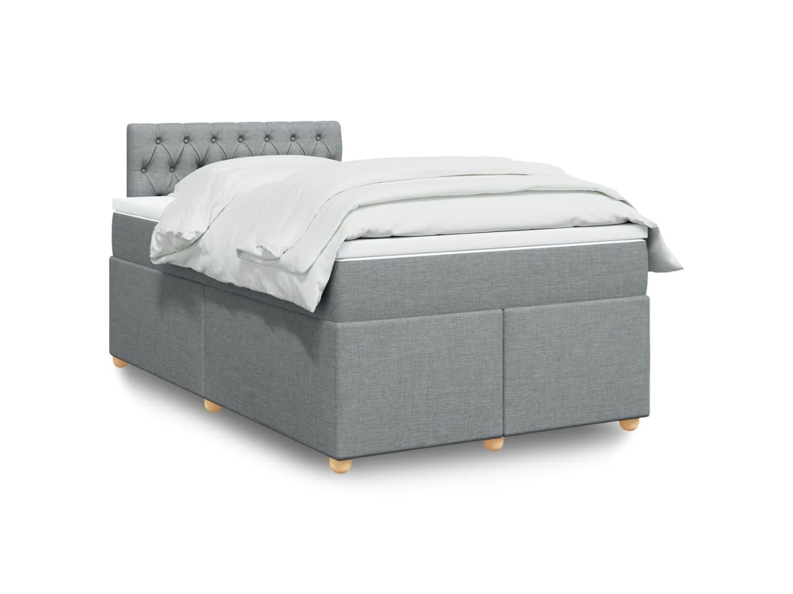Vidaxl Cama Com Molas/colchão 120x200 Cm Tecido Cinza-claro