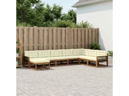 Vidaxl Conjunto De Sofás Para Exterior 8 Unid. Natural E Creme