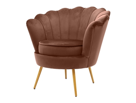 Poltrona Design em Veludo Marrom e Pernas Douradas WE HOME 80X77X76cm