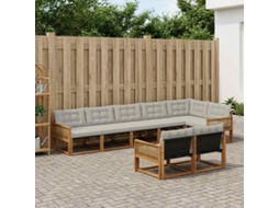 Vidaxl Conjunto De Sofás Para Exterior 8 Pcs Natural E Cinzento-claro