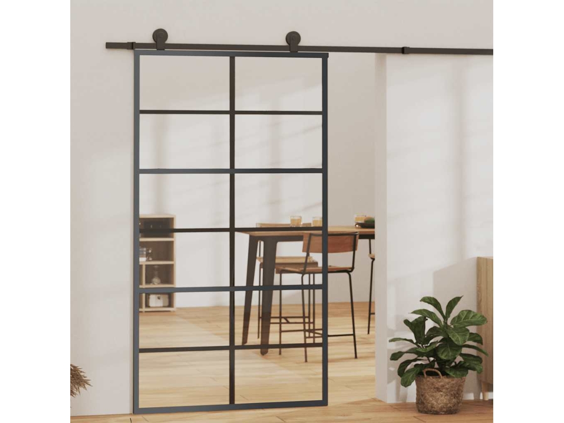 Vidaxl Porta Deslizante Em Vidro Esg E Alumínio 102x205 Cm Preto