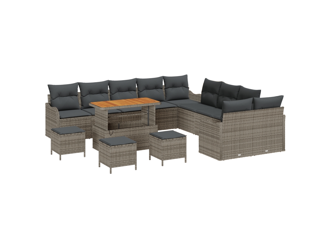 Conjunto 14 Sofá De Jardim Vidaxl Cinzento Vime Pe (110 X 55 X 71 Cm)