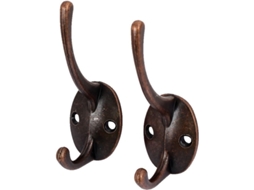 Cabide de Parede Duplo Metal para Roupas Quarto, Cor Cobre, Conjunto 2 Peças. CHABERLU