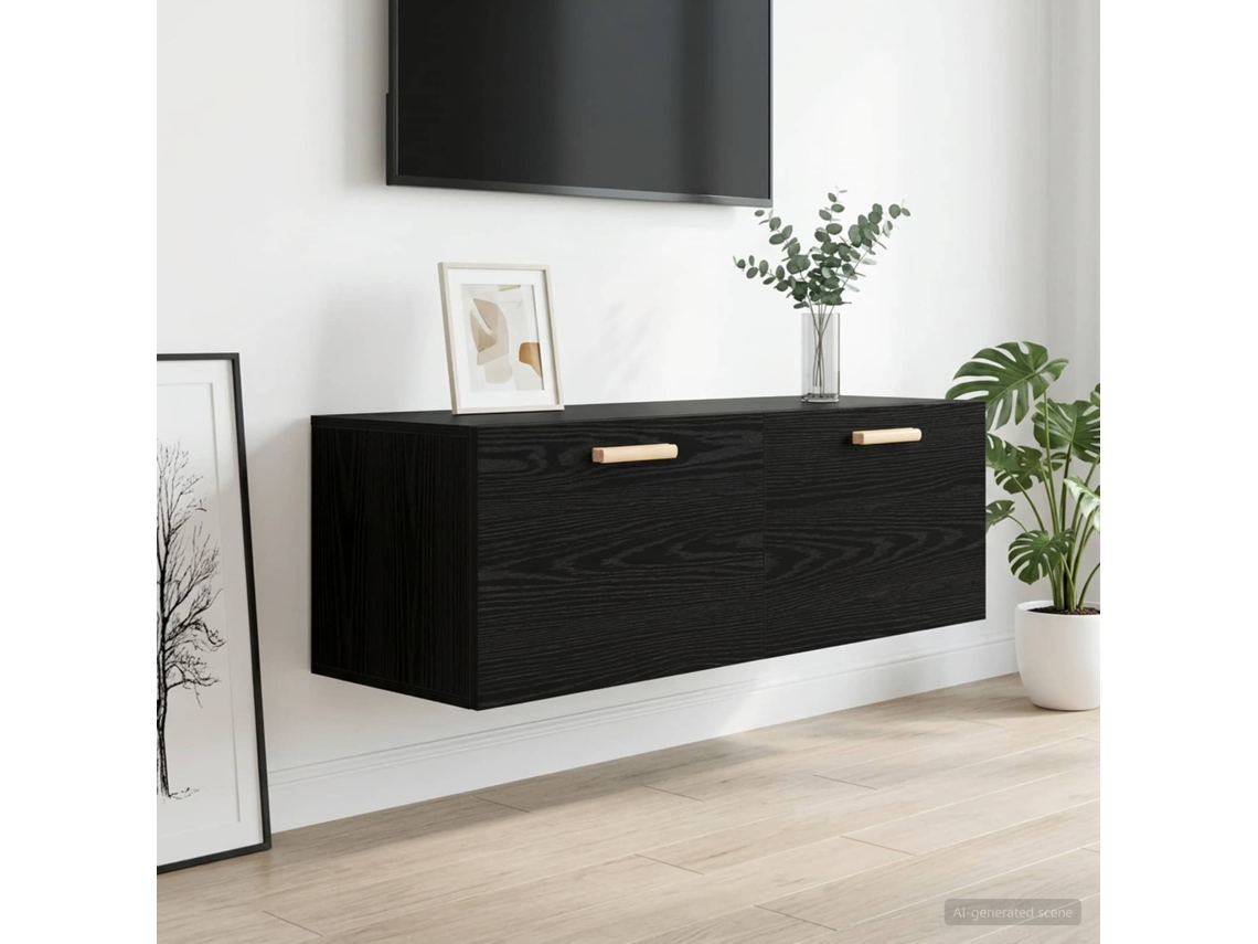 Vidaxl Armário De Parede Carvalho Preto 100 X 36,5 X 35 Cm