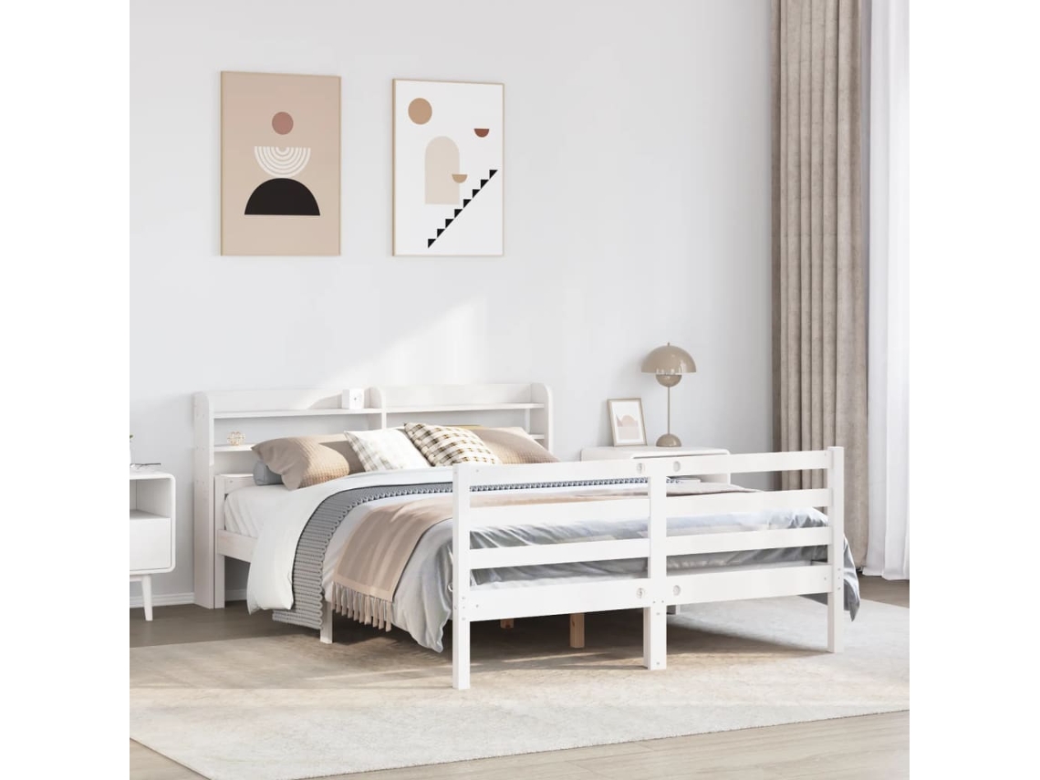 Vidaxl Estrutura De Cama C/ Cabeceira Sem Colchão 140x200 Cm Branco
