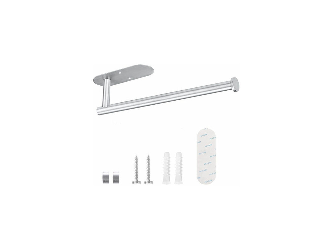 Suporte Autoadesivo Para Papel Toalha Cruel, Suporte Para Rolo De Papel Toalha, Suporte De Parede Para Armário De Cozinha E Banheiro Aquaforge (prata)
