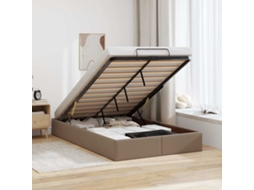 Vidaxl Estrutura de Cama Otomana Sem Colchão Cappucino 120x190 Cm