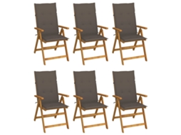 Cadeiras Dobráveis Jardim C/ Almofadões 6 Pcs Acácia Maciça Dkd Home Decor