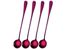 Nova Line colher de Aço Inoxidável Longa para Coquetéis e Milkshakes, 4 Peças