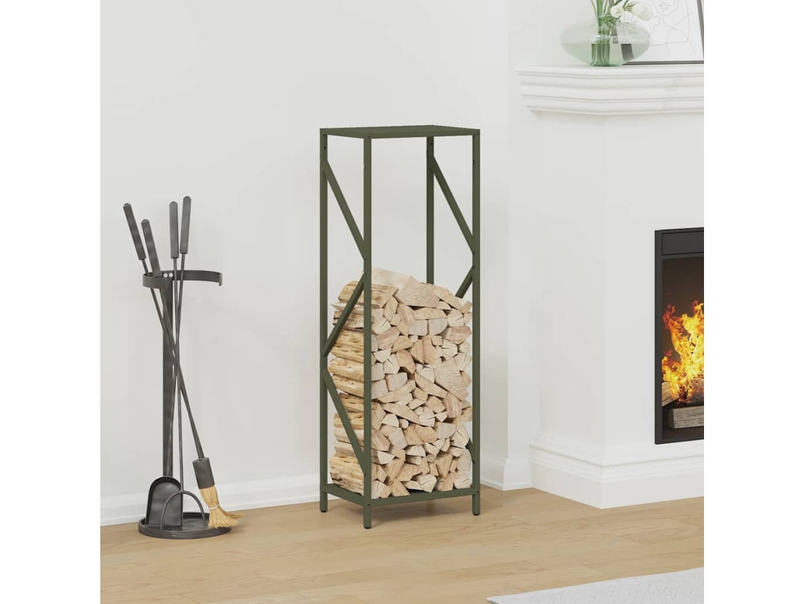 Vidaxl Suporte Para Lenha Aço Laminado A Frio Verde Azeitona