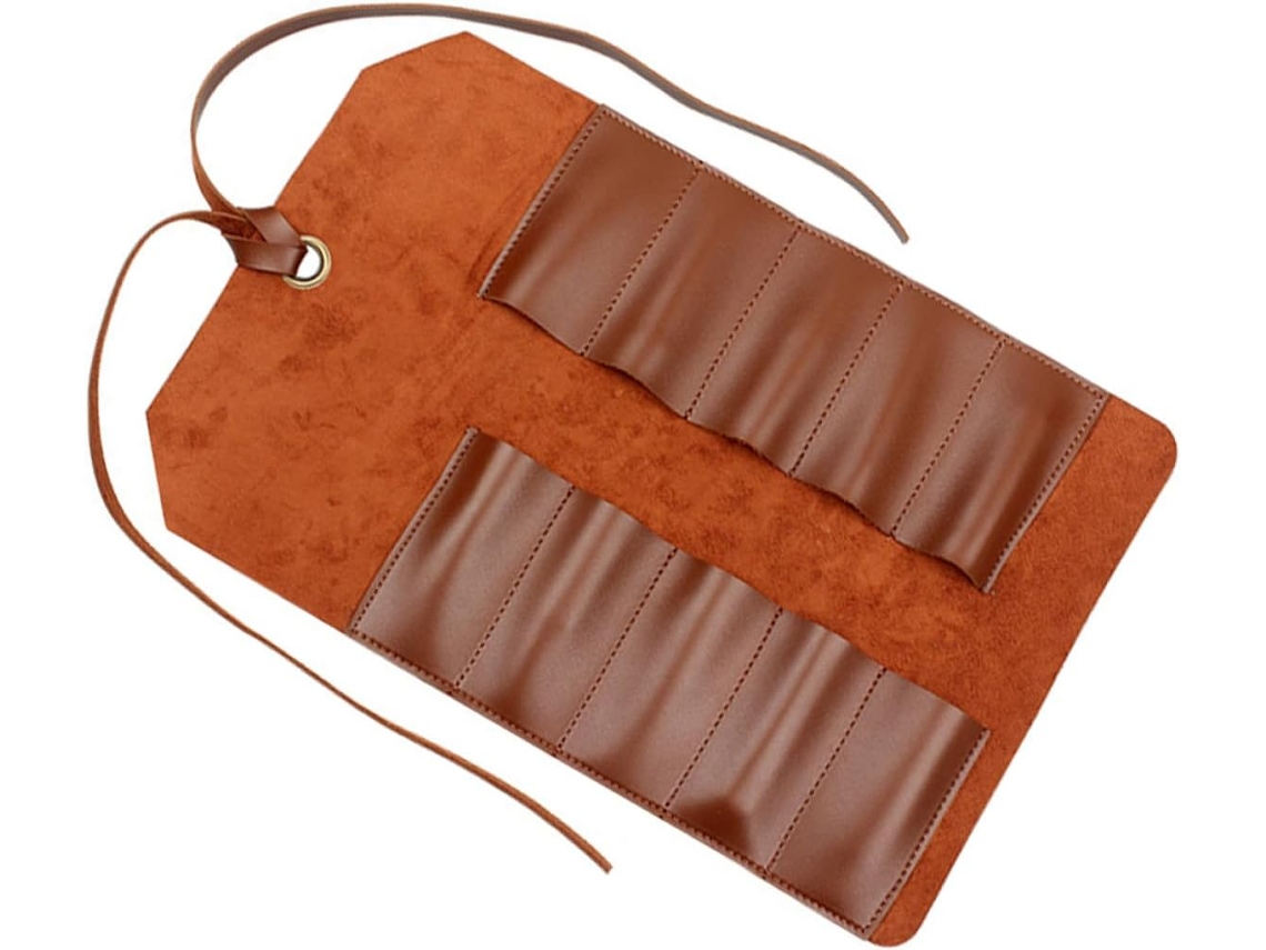 Bolsa De Couro Enrolável Aboofan, 10 Compartimentos, Organizador Durável E Portátil, Ideal Para Armazenamento Seguro De