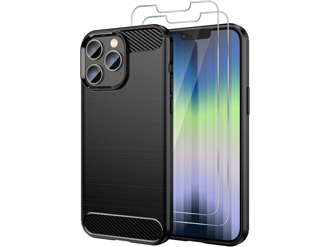 Capa Fibra Proteção Protetores para iPhone 14 Max HONGWE. Textura Macia Resistente Preto