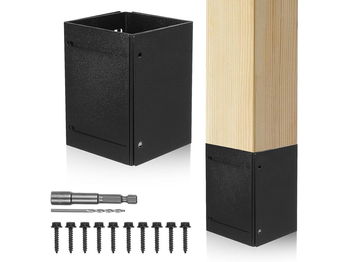 Kit De Proteção Ajustável Para Postes De Metal, Capa Protetora Preta.