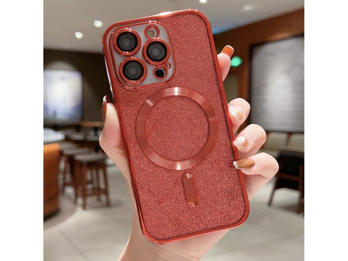 Capa De Tpu Para Iphone 16 Pro Max - Glitter - Acabamento Eletroplástico - Magsafe